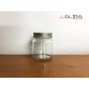 210 ML. Glass Bottle Cover Silver - Transparent Handmade Glass Bottles. (210 ml.)